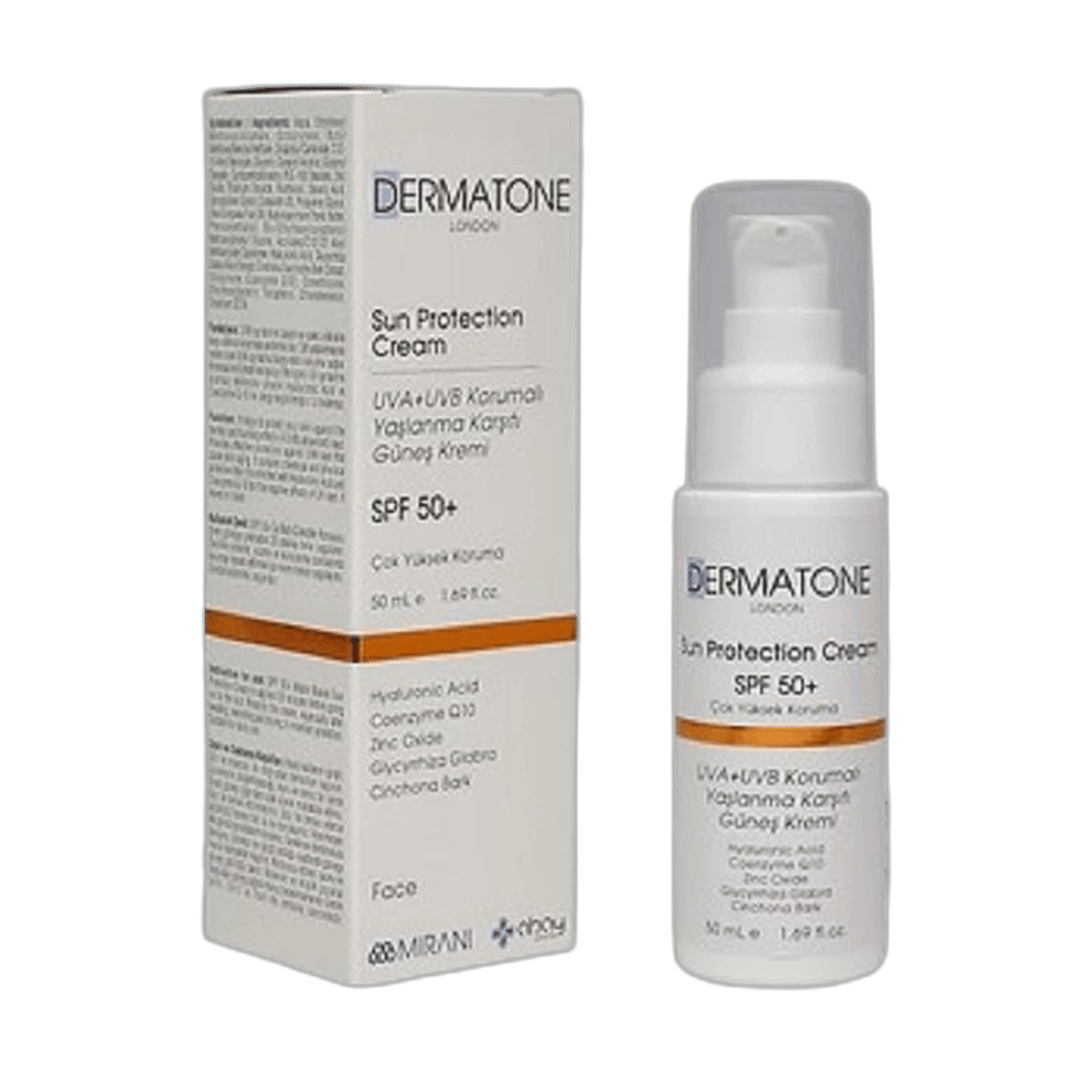 DERMATONE SUN PROTECTION CREAM SPF 50+UVA+UVB KORUMALI YASLANMA KARSITI GUNES KREMI 50 ml şişeGüneş Kremi & JeliABAY PHARMA1MST-14784DERMATONE SUN PROTECTION CREAM SPF 50+UVA+UVB KORUMALI YASLANMA KARSITI GUNES KREMI 50 ml şişe