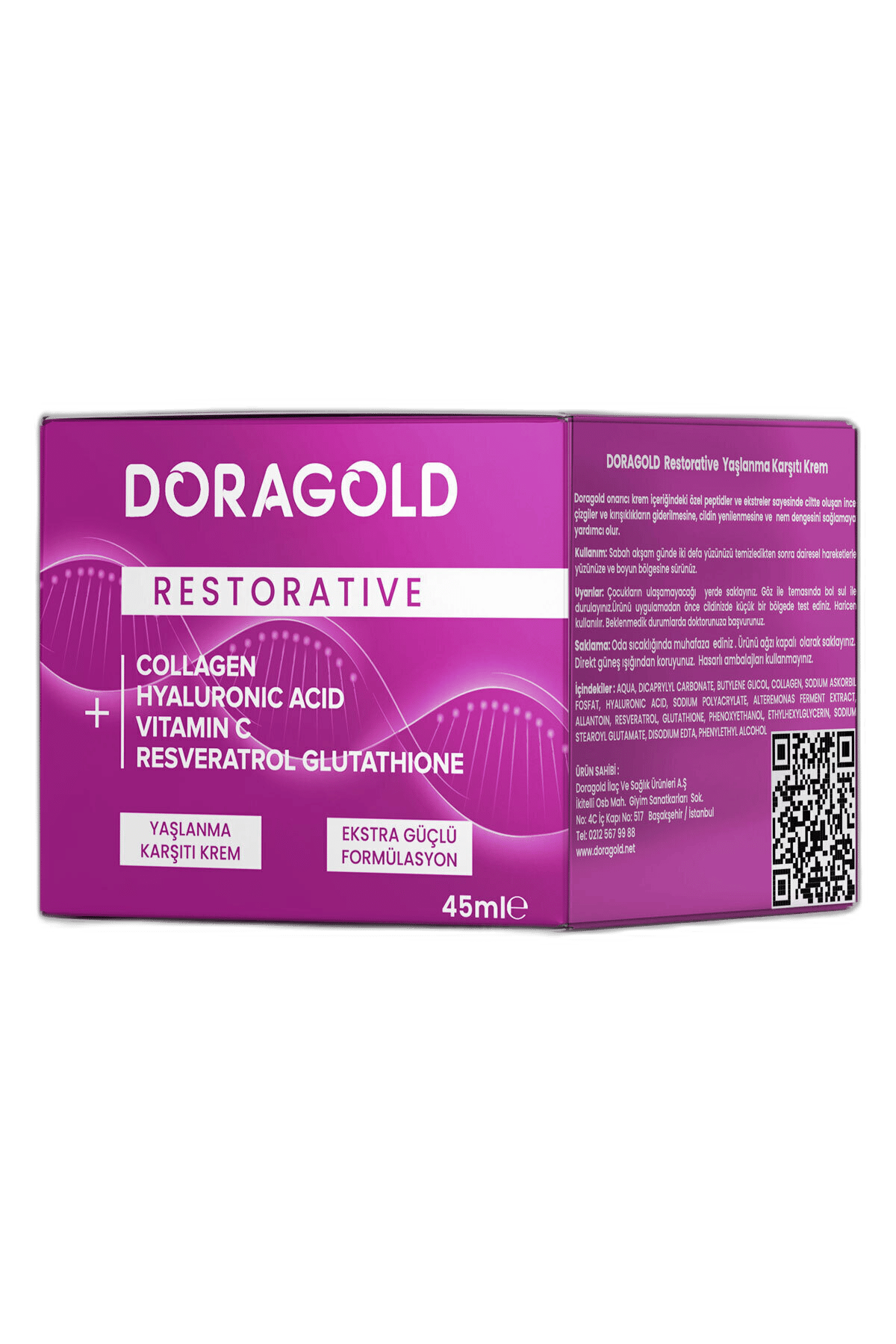 DORAGOLD RESTORATIVE COLLAGEN, HYALURONIC ACID, VITAMIN C, RESVERATROL GLUTATHIONE YASLANMA KARSITI KREM 45 ml şişeYüz KremiDORAGOLD1MST-12469DORAGOLD RESTORATIVE COLLAGEN, HYALURONIC ACID, VITAMIN C, RESVERATROL GLUTATHIONE YASLANMA KARSITI KREM 45 ml şişe