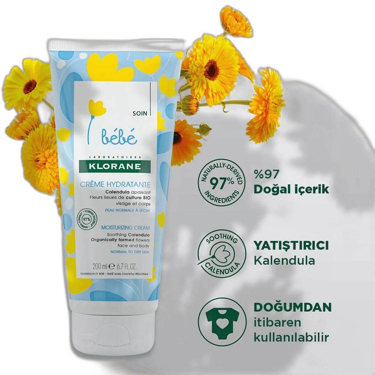 KLORANE KALENDULA ICERIKLI NEMLENDIRICI KREM 200 ml tüpYüz KremiPIERRE FABRE1MST-8028KLORANE KALENDULA ICERIKLI NEMLENDIRICI KREM 200 ml tüp