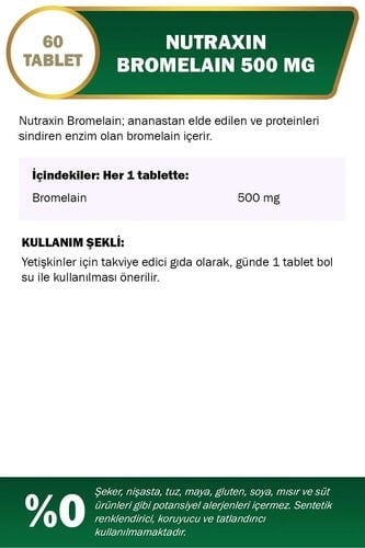 Nutraxin Bromelain 500 mg 60 KapsülSindirimNutraxinNTRX-BROMELAIN60Nutraxin Bromelain 500 mg 60 Kapsül