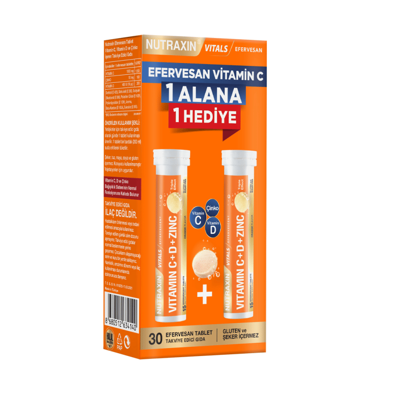Nutraxin Effervesan C Vitamini 15 TabletVitamin CNutraxinNTRX-EFFERVESCVITC15NUTRAXIN EFERVESAN C KOFRE 1+1