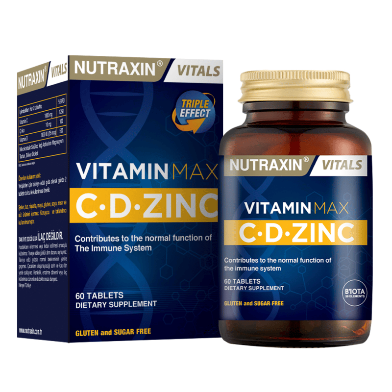 Nutraxin Vitamin Max C D Zinc 60 TabletMultivitaminNutraxinNTRX-VITMAXCDZ60Nutraxin Vitamin Max C D Zinc 60 Tablet