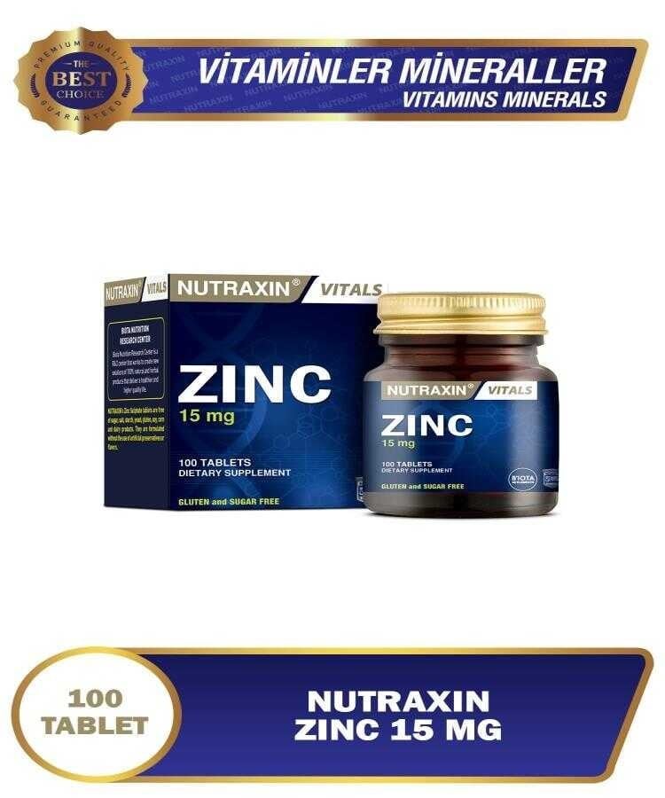 Nutraxin Zinc Sulphate 15 mg 100 TabletÇinkoNutraxinNTRX-ZINCSULPHATE100Nutraxin Zinc Sulphate 15 mg 100 Tablet