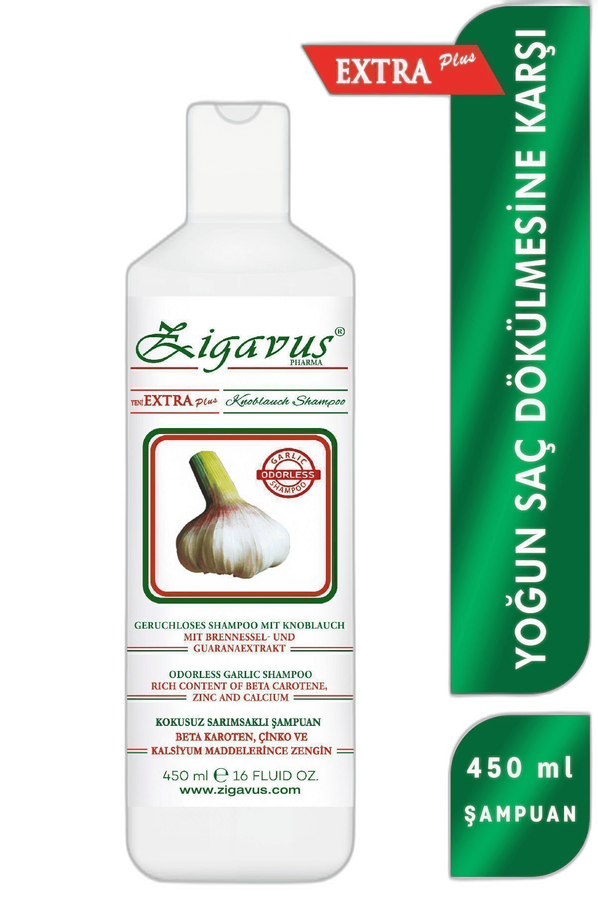 ZIGAVUS EXTRA PLUS SARIMSAKLI SAMPUAN 450 ml şişeSaç Dökülmesi KarşıtıST SAĞLIK1MST-9232ZIGAVUS EXTRA PLUS SARIMSAKLI SAMPUAN 450 ml şişe
