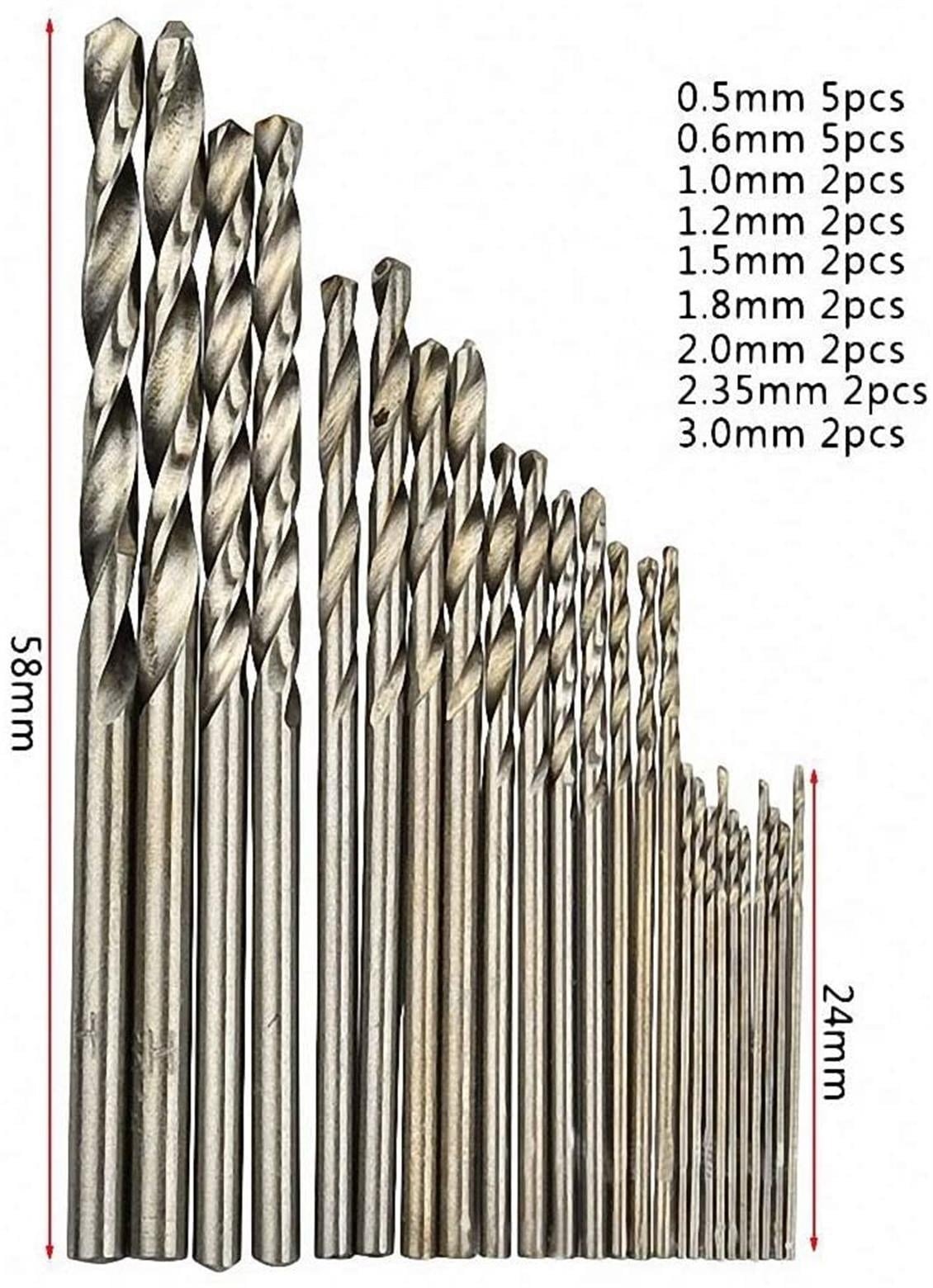 0.3-3,5 mm. Karışık Matkap Ucları, 25 Adet