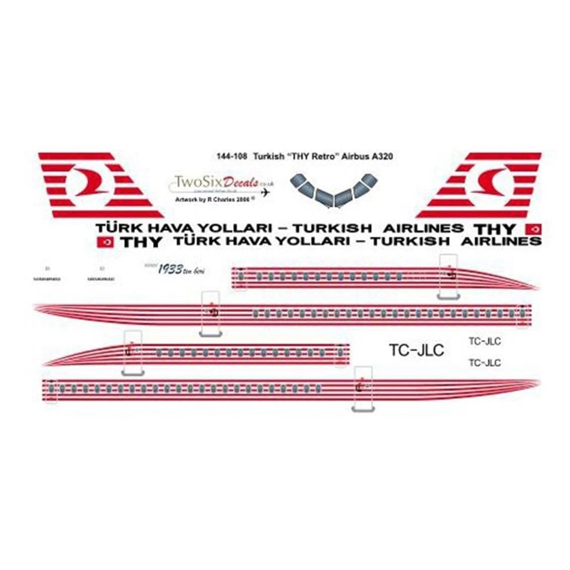 144108 1/144 Ölçek, Thy Aırbus A-320 Decal