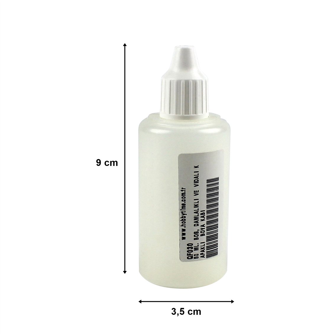 50 Ml. Boş, Damlalıklı Ve Vidali Kapaklı Boya Kabı