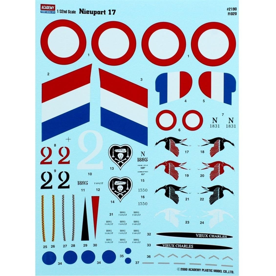 Academy 12110 1/32 Ölçek, Nieuport 17 Savaş Uçağı, Plastik Model Kiti
