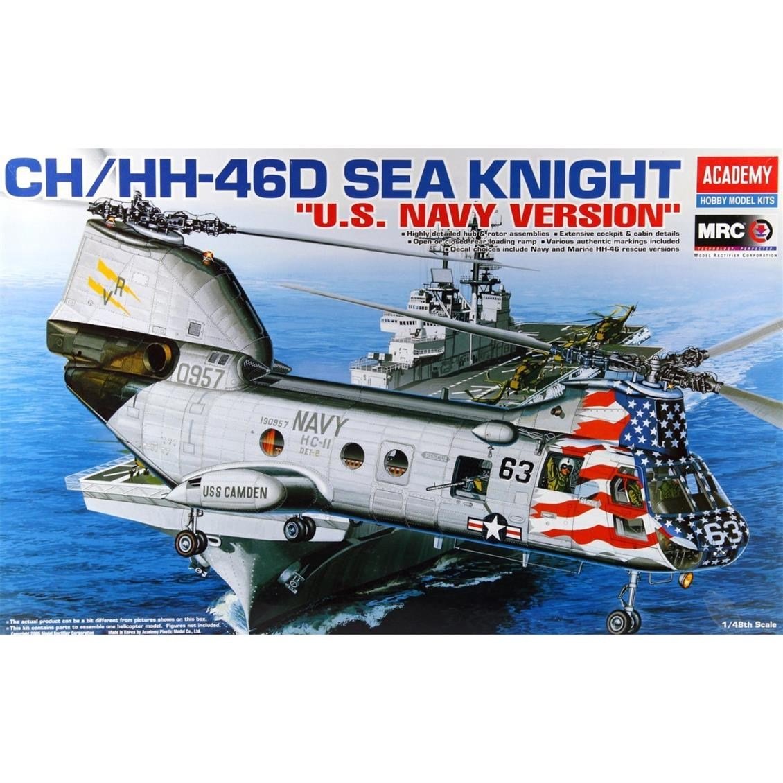 Academy 12207 1/48 Ölçek, CH-46D Sea Knight Helikopter, Plastik Model Kiti