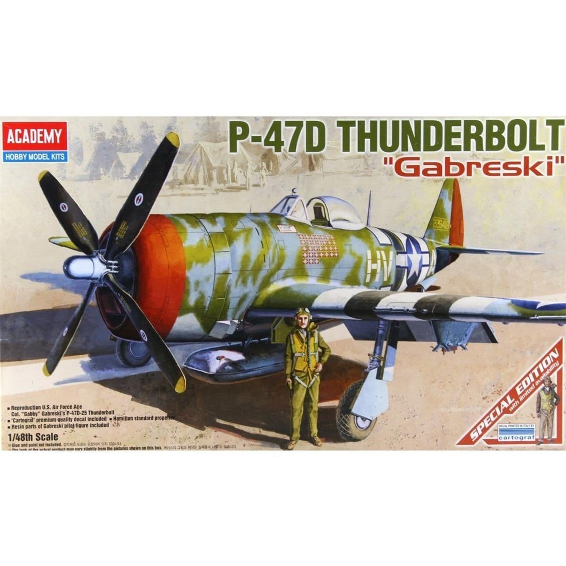 Academy 12222 1/48 Ölçek, P-47D Gabreski Savaş Uçağı, Plastik Model Kiti