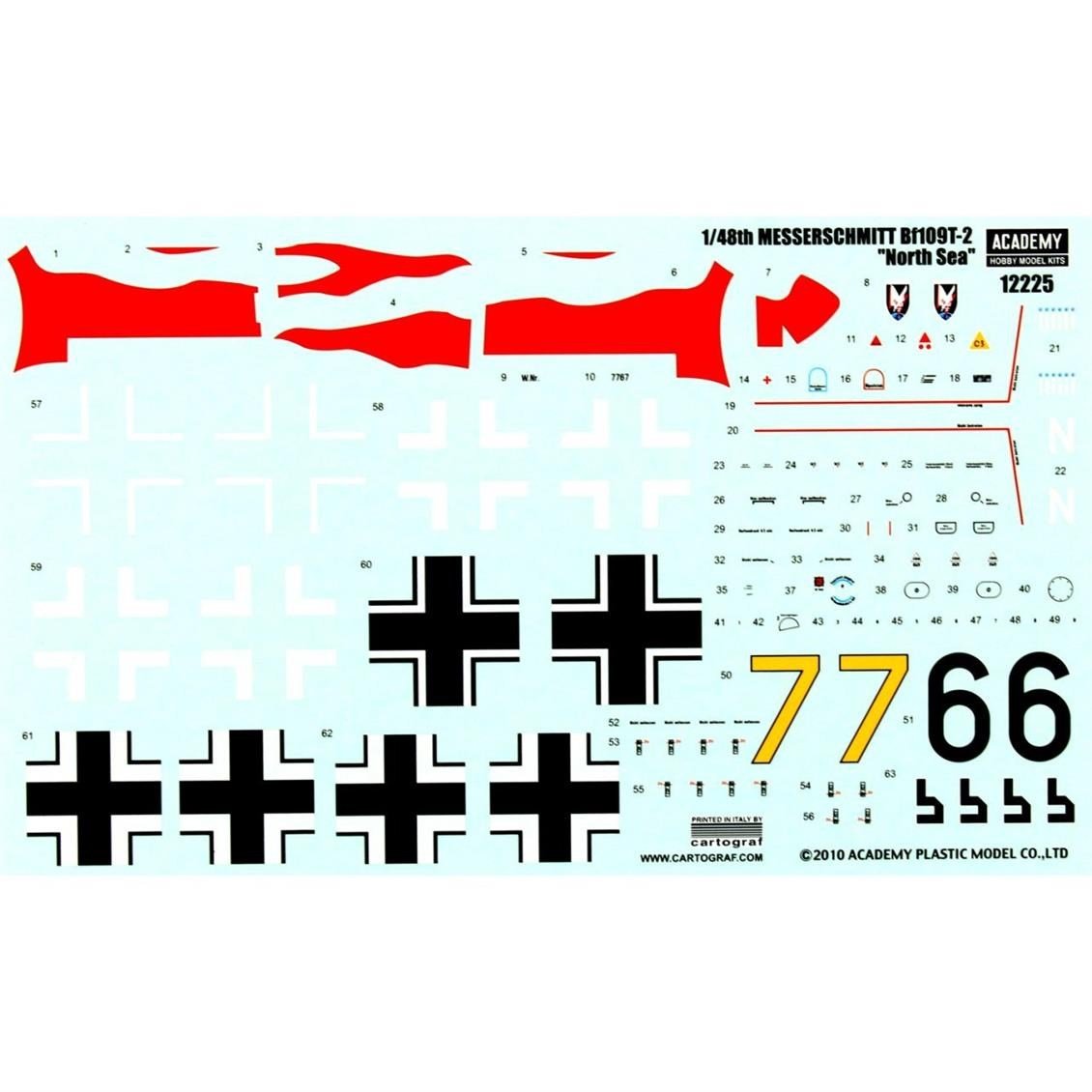 Academy 12225 1/48 Ölçek, Messerschmitt Bf 109T-2 Savaş Uçağı, Plastik Model Kiti