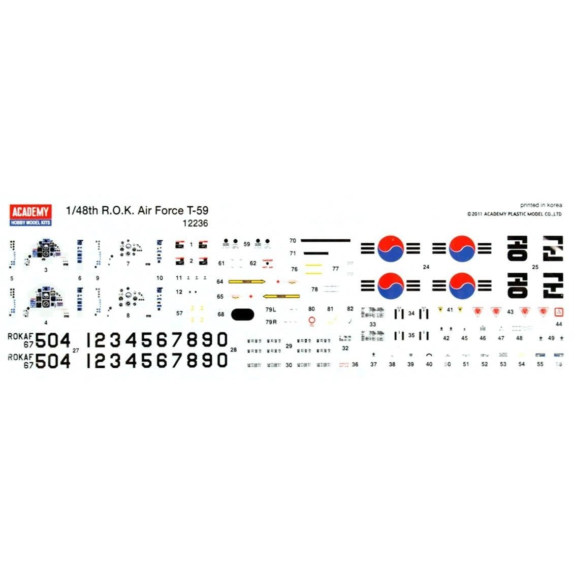 Academy 12236 1/48 Ölçek, ROK Airforce T-59 Hawk Mk. 67 Savaş Uçağı, Plastik Model Kiti