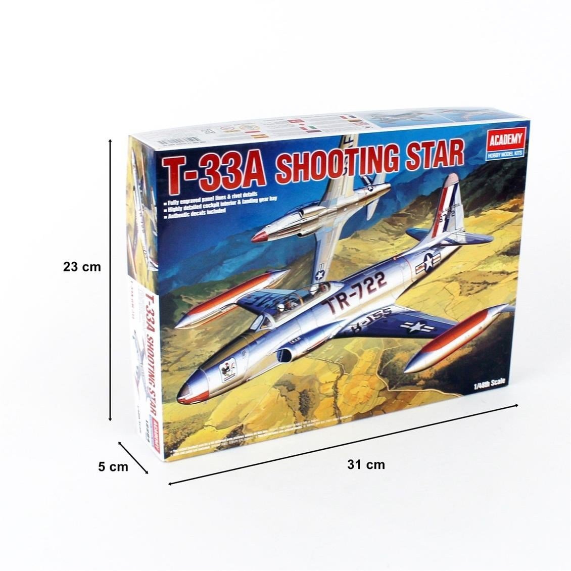 Academy 12284 1/48 Ölçek, T-33A Shootingstar Savaş Uçağı, Plastik Model Kiti