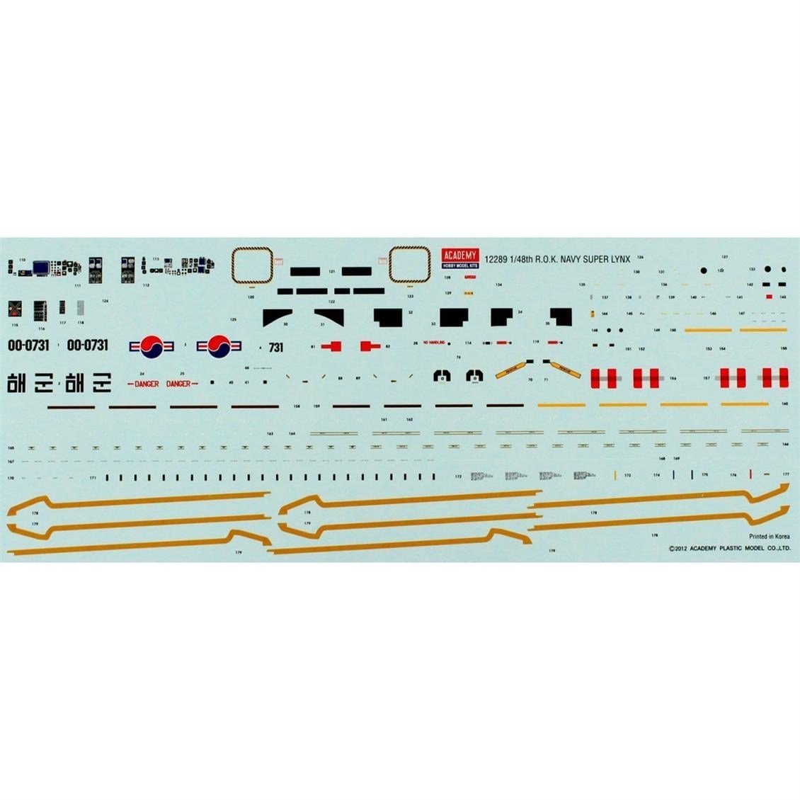 Academy 12289 1/48 Ölçek, ROK Navy ASW Super Lynx Helikopter, Plastik Model Kiti