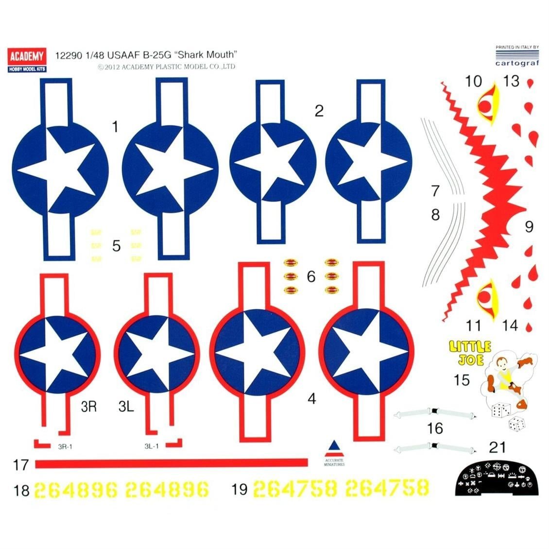 Academy 12290 1/48 Ölçek, B-25G Shark Mouth Savaş Uçağı, Plastik Model Kiti