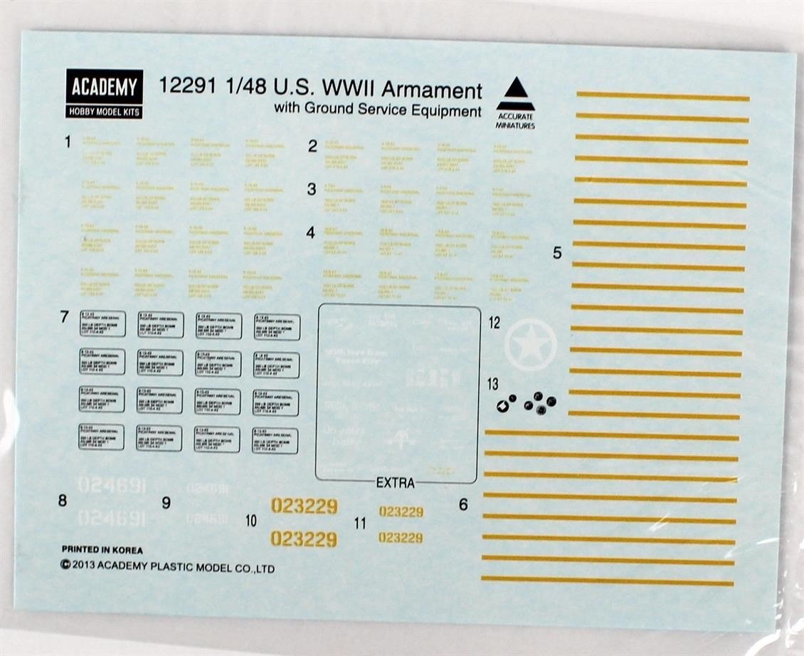 Academy 12291 1/48 Ölçek, WWII ABD Silah ve Cephane, Plastik Maket Seti