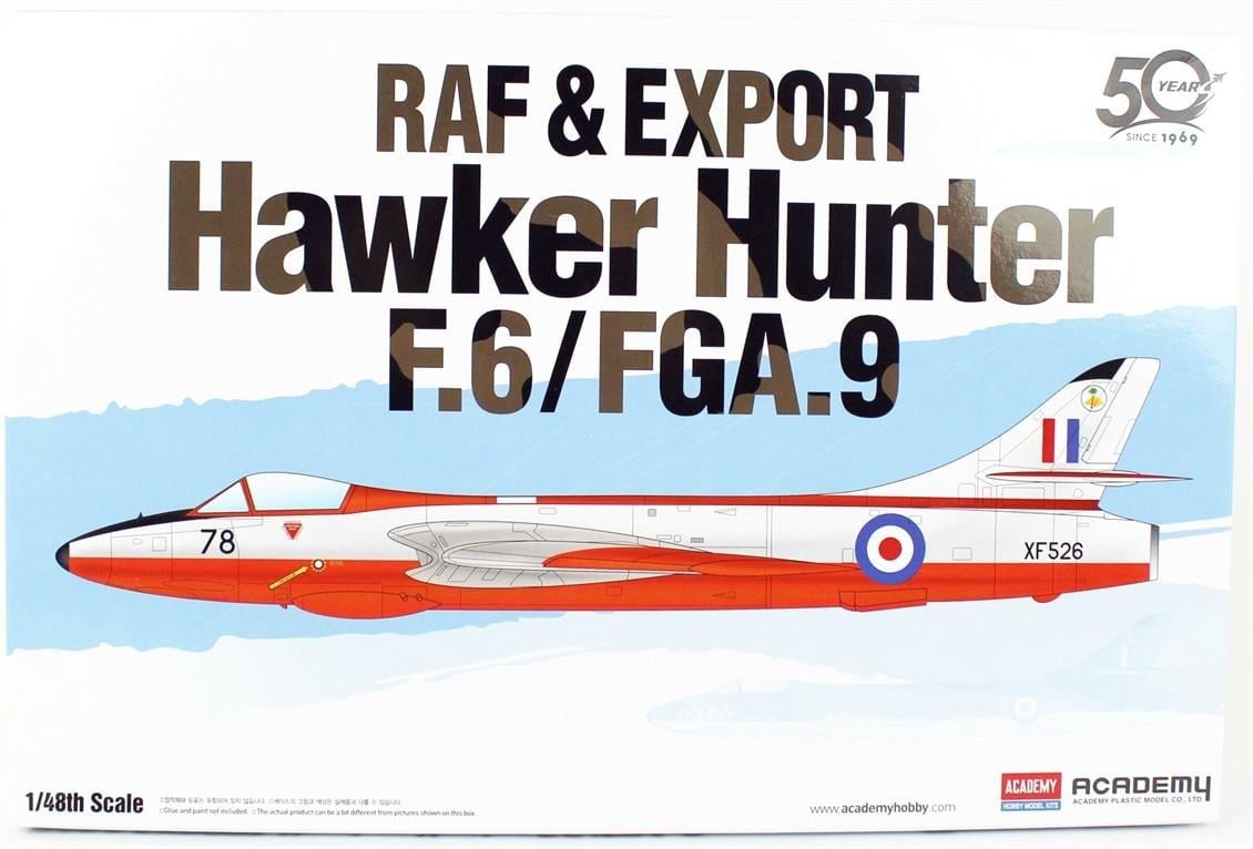 Academy 12312 1/48 Ölçek, RAF & Export Hawker Hunter F.6/FGA.9 Savaş Uçağı, Plastik Model Kiti