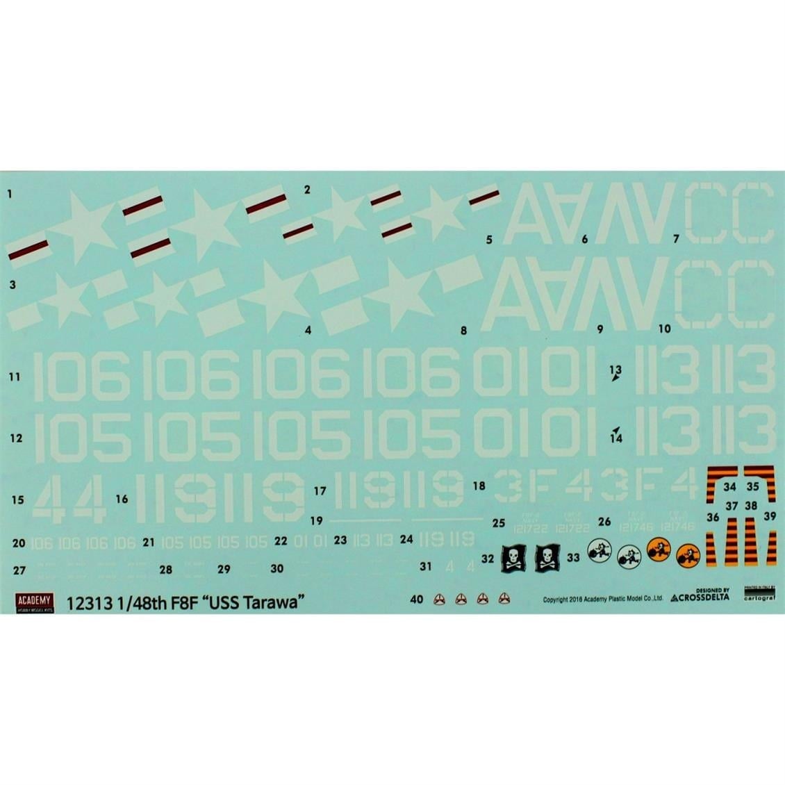 Academy 12313 1/48 Ölçek, F8F-1/2 Bearcat (USS Tarawa) Savaş Uçağı, Plastik Model Kiti
