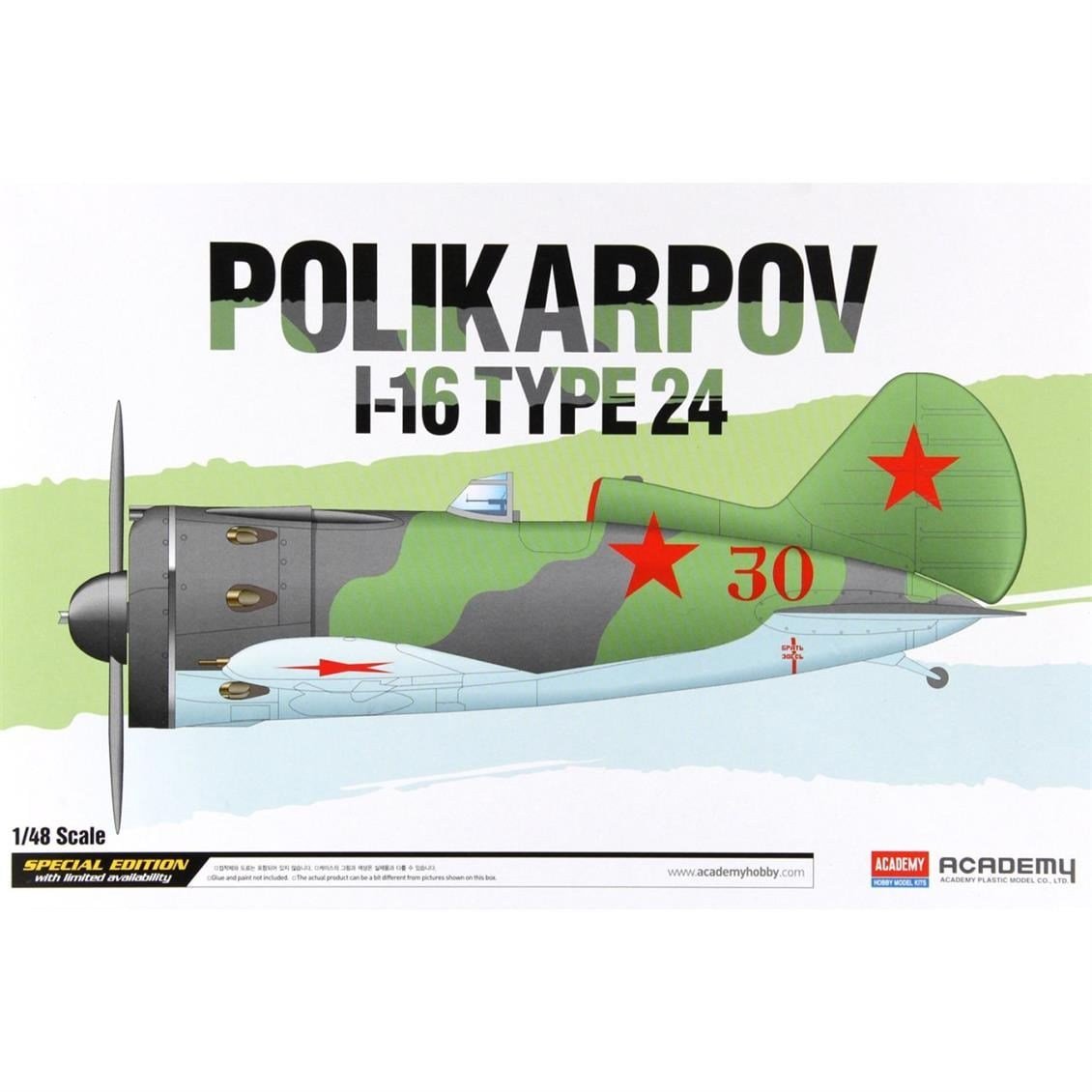 Academy 12314 1/48 Ölçek, Polikarpov I-16 Tip 24.Savaş Uçağı, Plastik Model Kiti
