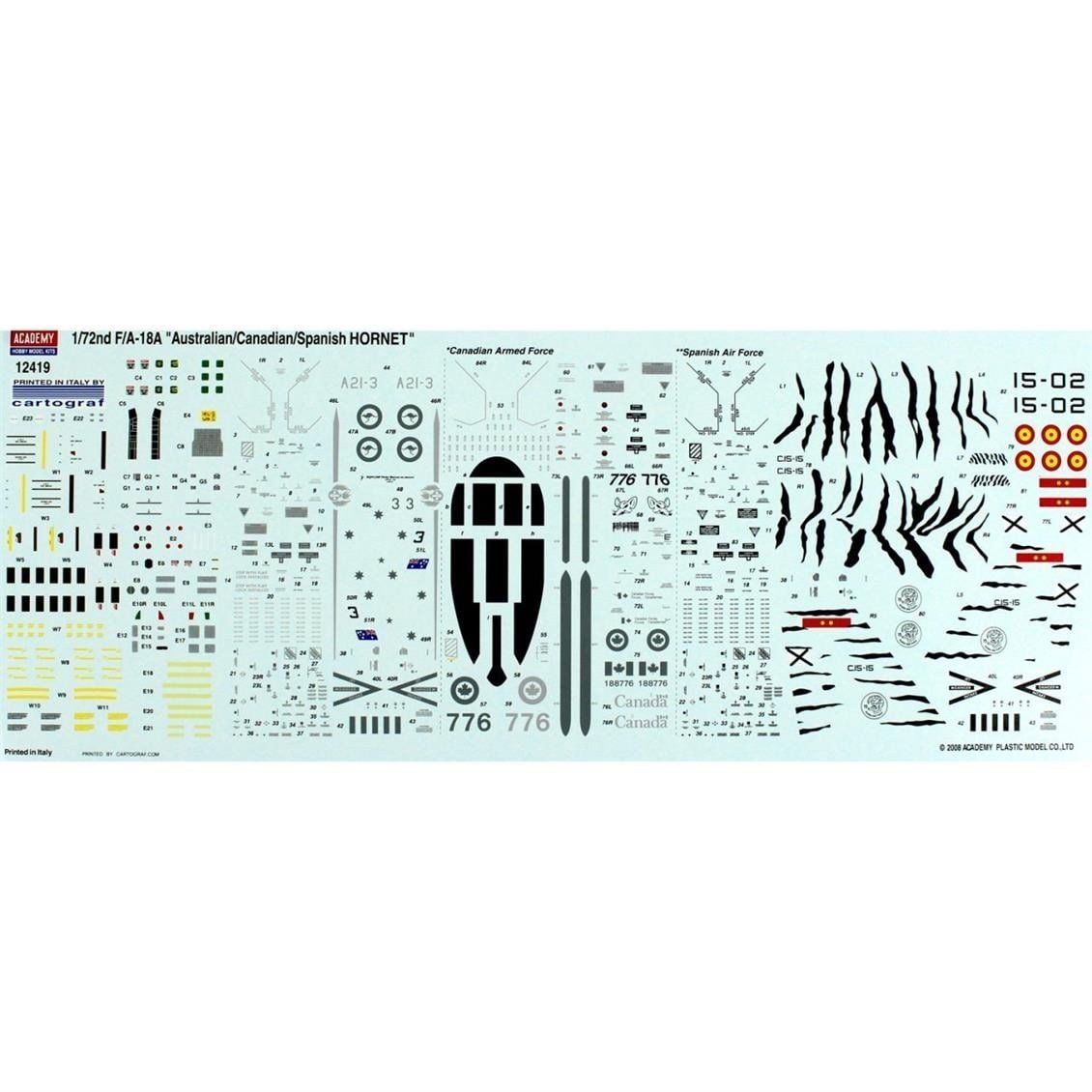 Academy 12419 1/72 Ölçek, F/A-18A Hornet Savaş Uçağı, Plastik Model Kiti