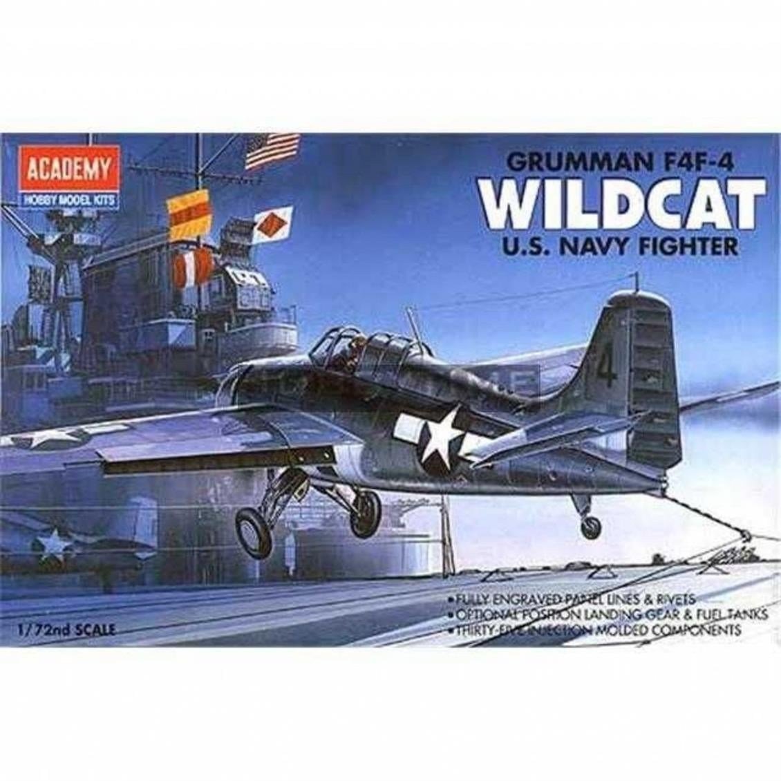 Academy 12451 1/72 Ölçek, F4F-4 Wildcat Savaş Uçağı, Plastik Model Kiti