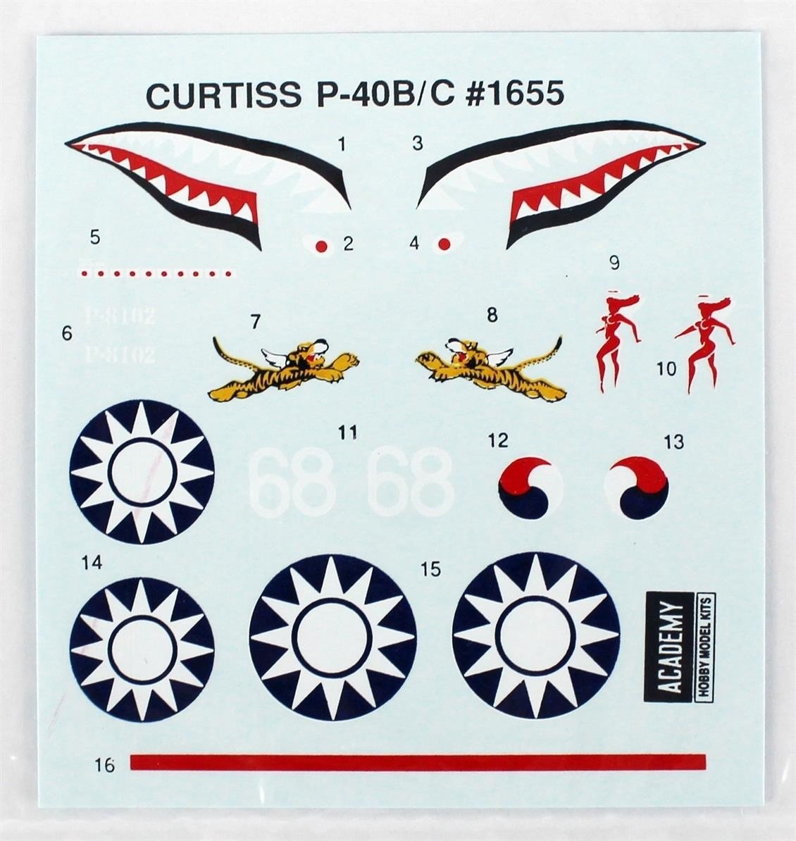 Academy 12456 1/72 Ölçek, Curtiss P-40B Savaş Uçağı, Plastik Model Kiti