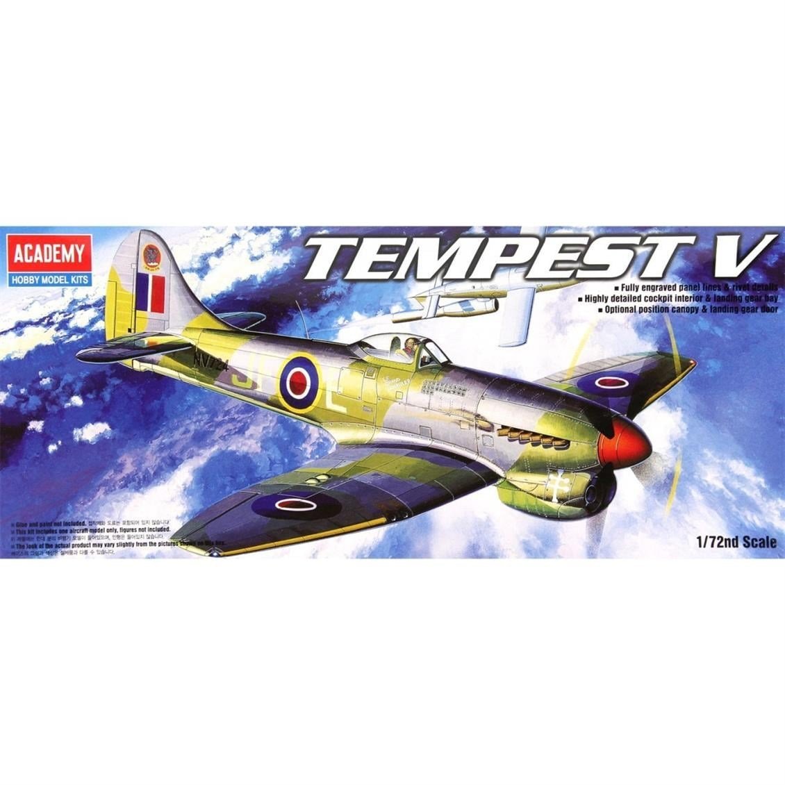 Academy 12466 1/72 Ölçek, Hawker Tempest V Royal Airforce AK Savaş Uçağı, Plastik Model Kiti