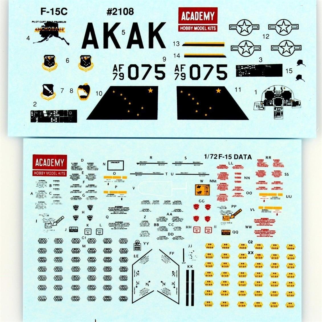 Academy 12476 1/72 Ölçek, U.S. Air Force F-15C Savaş Uçağı, Plastik Model Kiti