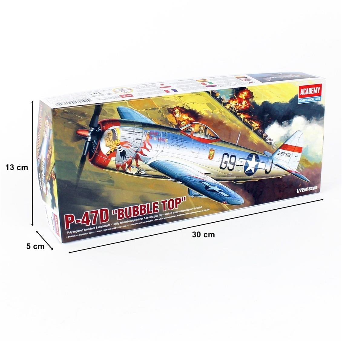 Academy 12491 1/72 Ölçek, P-47D Thunderbolt (Bubble Top) Savaş Uçağı, Plastik Model Kiti