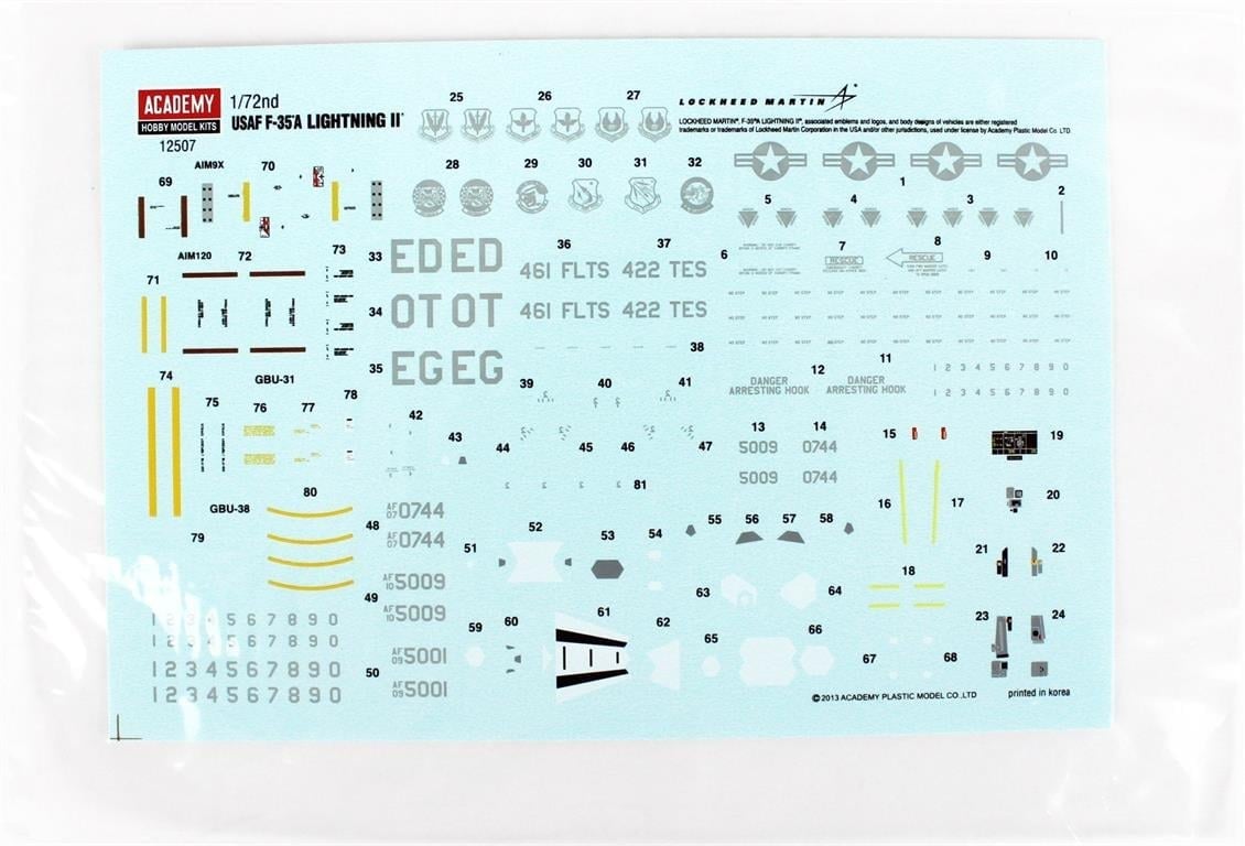 Academy 12507 1/72 Ölçek, USAF F-35A Savaş Uçağı, Plastik Model Kiti