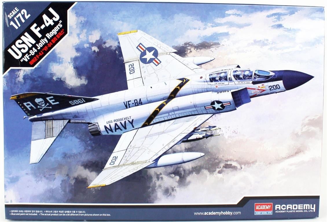 Academy 12529 1/72 Ölçek, USN F-4J (VF-84 Jolly Rogers) Savaş Uçağı, Plastik Model Kiti