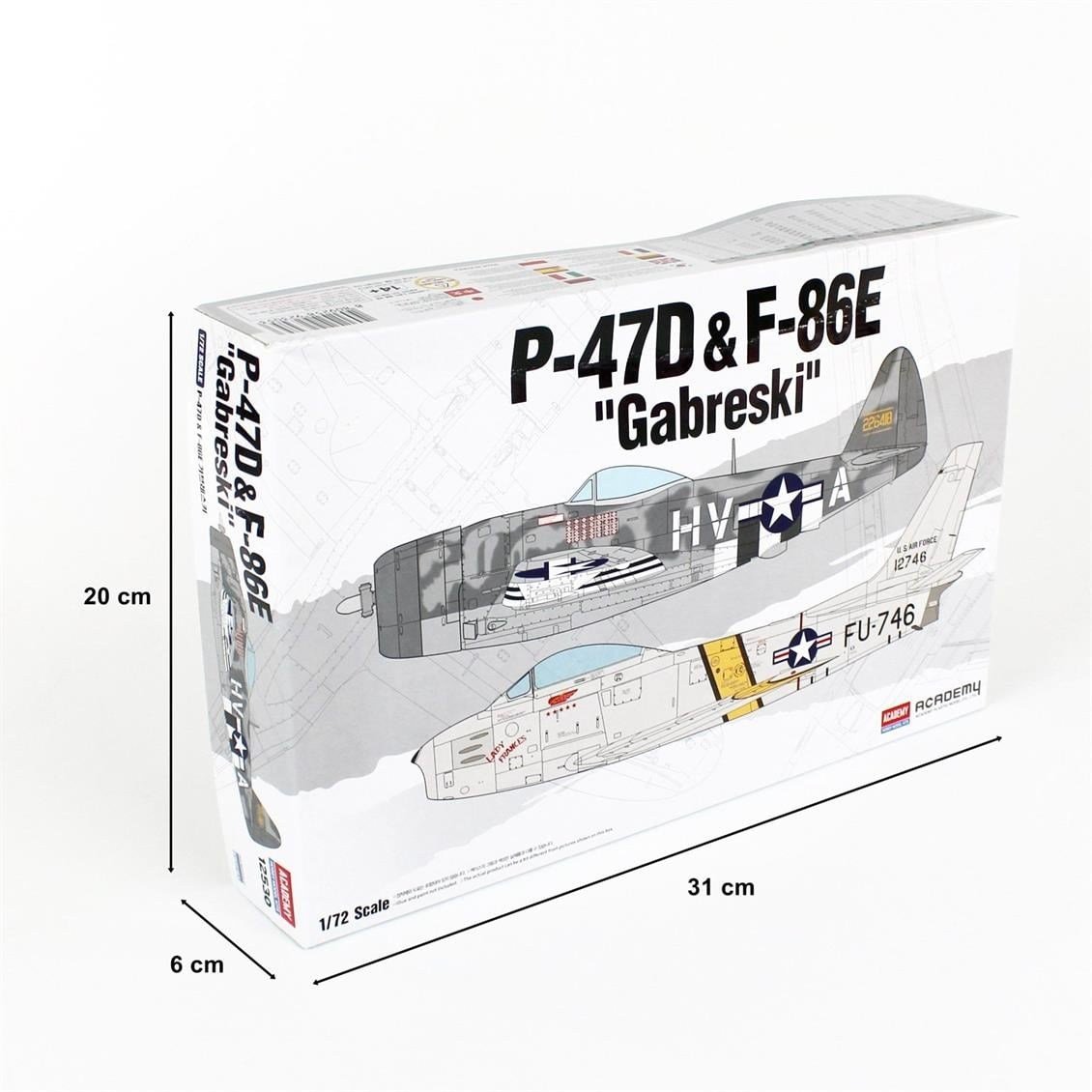 Academy 12530 1/72 Ölçek, P-47D & F-86E (Gabreski) LE Savaş Uçağı Demonte, Plastik Maket Seti