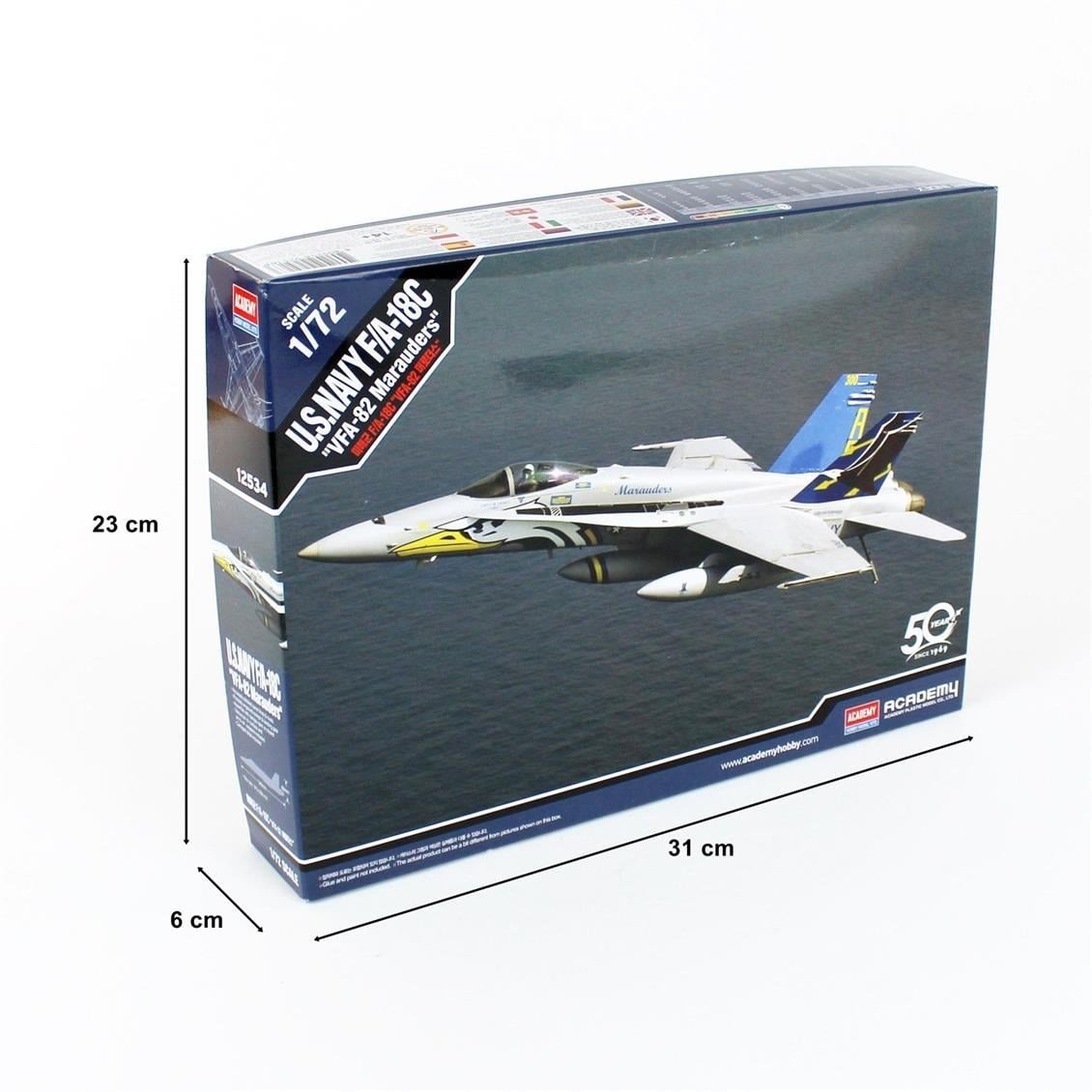 Academy 12534 1/72 Ölçek, U.S. Navy F/A-18C (VFA-82 Marauders) Savaş Uçağı, Plastik Model Kiti