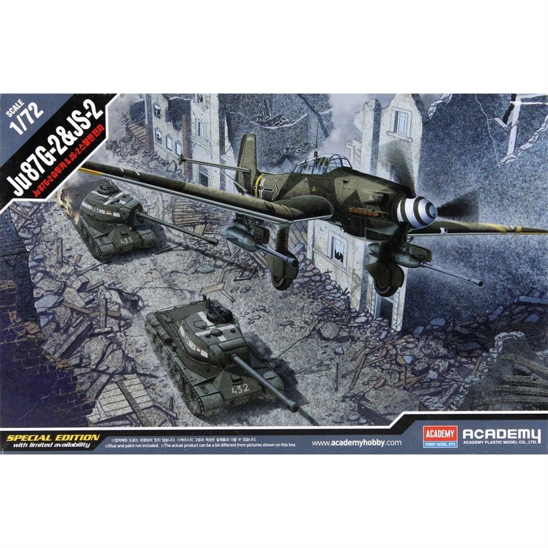 Academy 12539 1/72 Ölçek, JU-87G Stuka & JS-2 Stalin Savaş Uçağı, Plastik Model Kiti