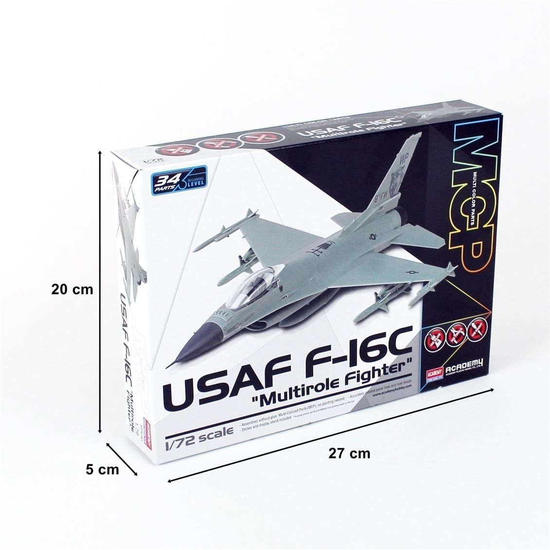 Academy 12541 1/72 Ölçek, USAF F-16C (Multirole Fighter) MCP Savaş Uçağı, Plastik Model Kiti