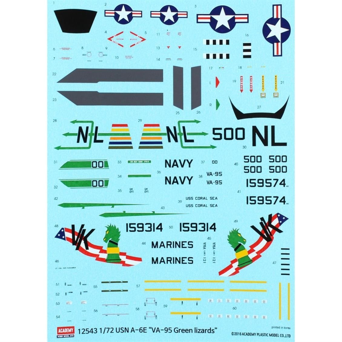 Academy 12543 1/72 Ölçek, A-6E Green Lizards Savaş Uçağı, Plastik Model Kiti
