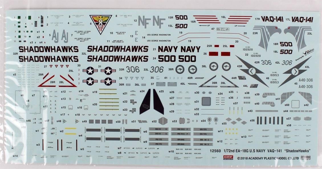 Academy 12560 1/72 Ölçek, EA-18G VAQ-141 (Shadowhawks) Savaş Uçağı, Plastik Model Kiti