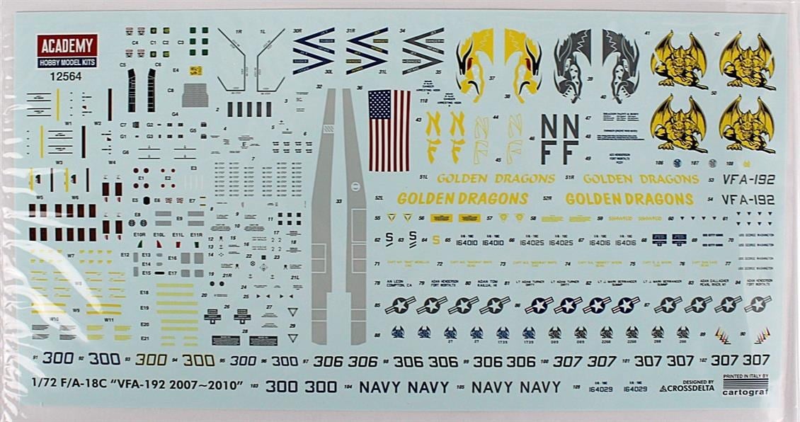 Academy 12564 1/72 Ölçek, USN F/A-18C (VFA-192 Golden Dragons) Savaş Uçağı, Plastik Model Kiti