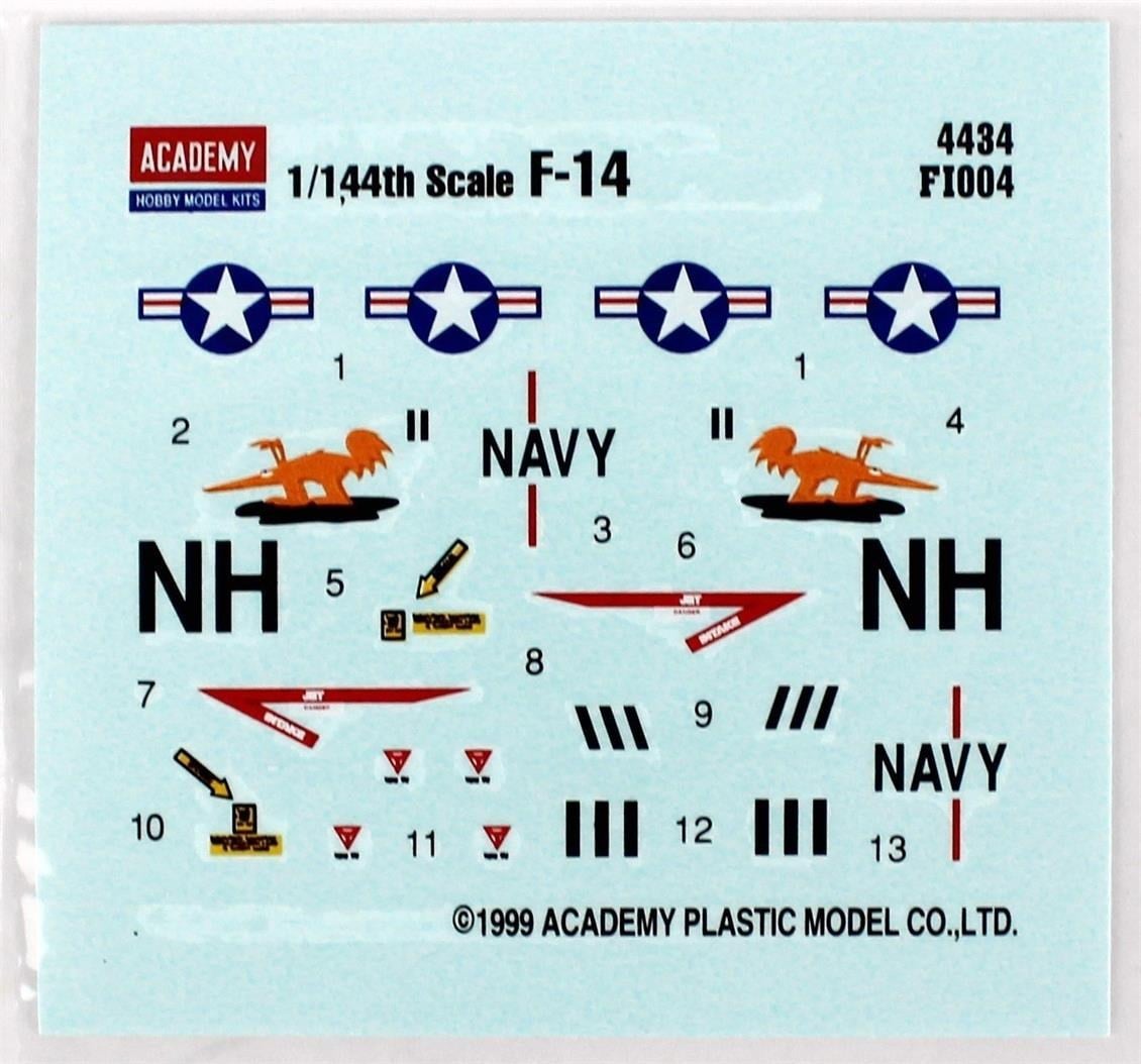 Academy 12608 1/144 Ölçek, ABD Donanması F-14A Tomcat Savaş Uçağı, Plastik Model Kiti