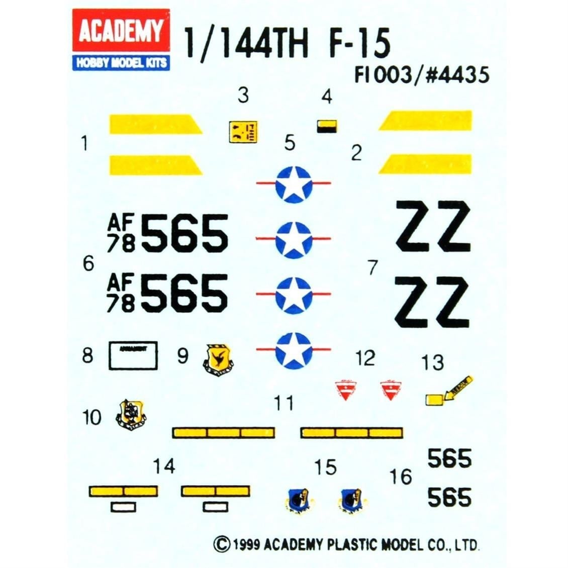 Academy 12609 1/144 Ölçek, F-15 Eagle USAF Savaş Uçağı, Plastik Model Kiti