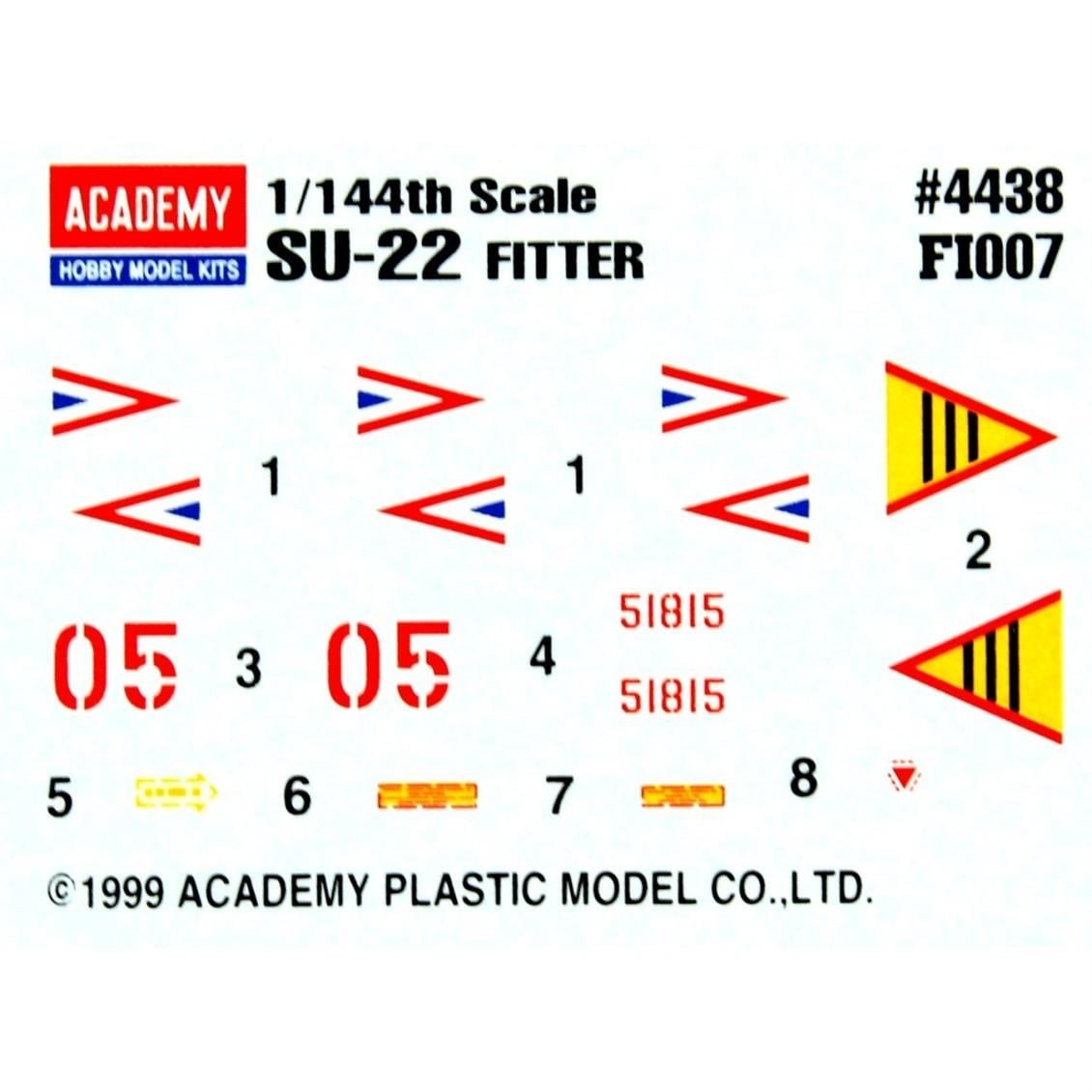 Academy 12612 1/144 Ölçek, SU-22 Fitter Savaş Uçağı, Plastik Model Kiti