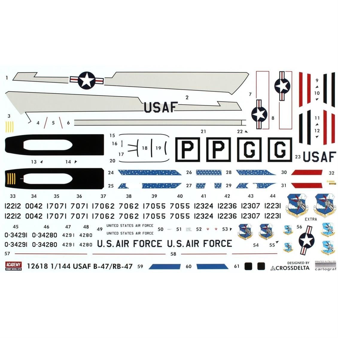 Academy 12618 1/144 Ölçek, USAF Boeing B-47 Savaş Uçağı, Plastik Model Kiti