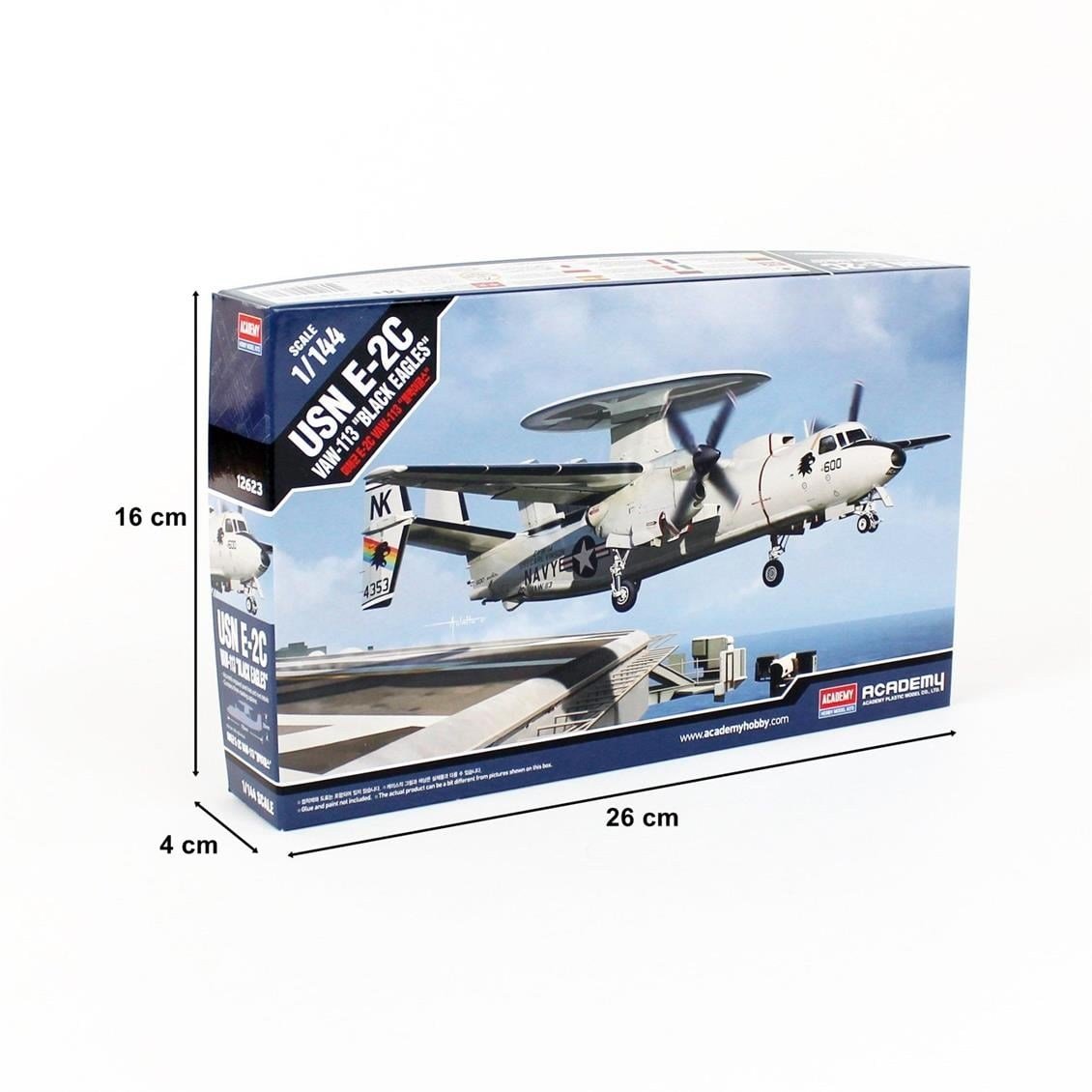 Academy 12623 1/144 Ölçek, USN E-2C VAW-113 (Black Eagles) Hava Radar Uçağı, Plastik Model Kiti