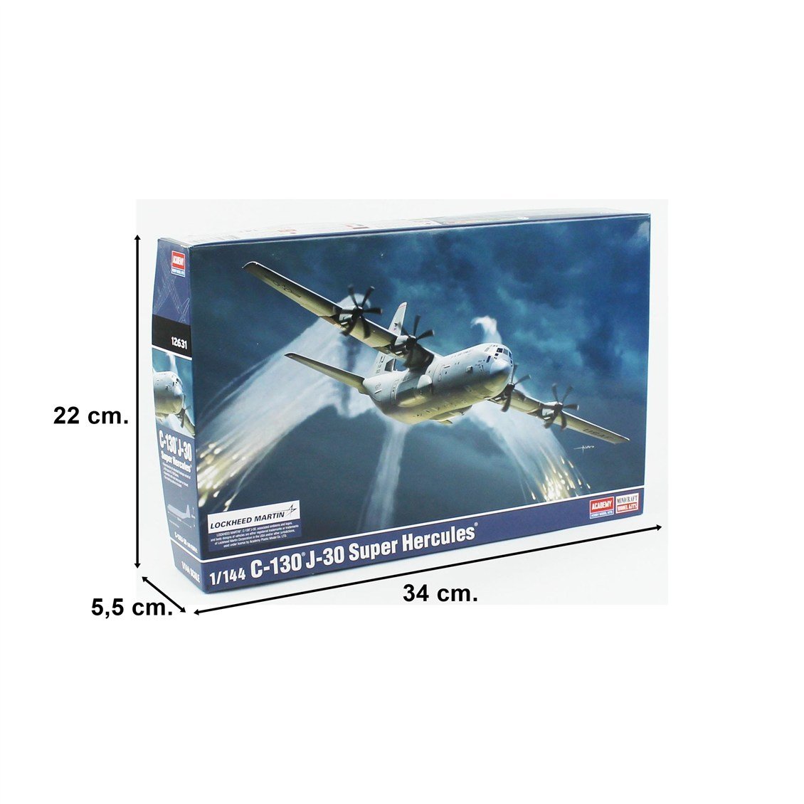 Academy 12631 1/144 C-130J-30 Super Hercules Askeri Nakliye Uçağı, Plastik Model Kiti