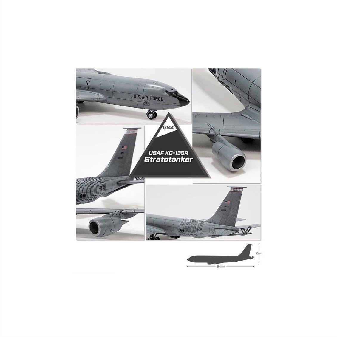 Academy 12638 1/144 USAF KC-135R Stratotanker, Yakıt İkmal Uçağı, Plastik Model Kiti