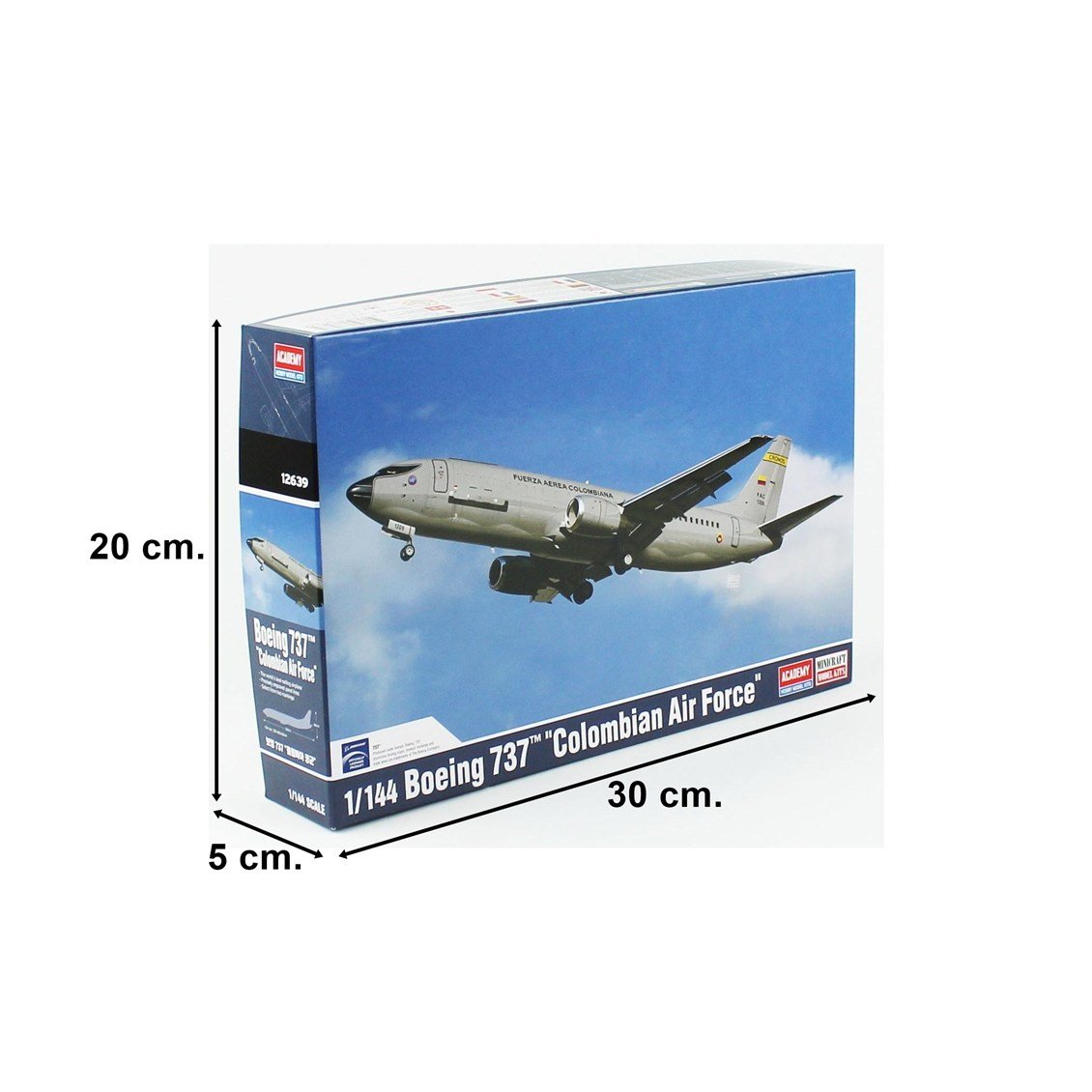 Academy 12639 1/144 Boeing 737 (Colombian Air Force) Askeri Yolcu Uçağı, Plastik Model Kiti