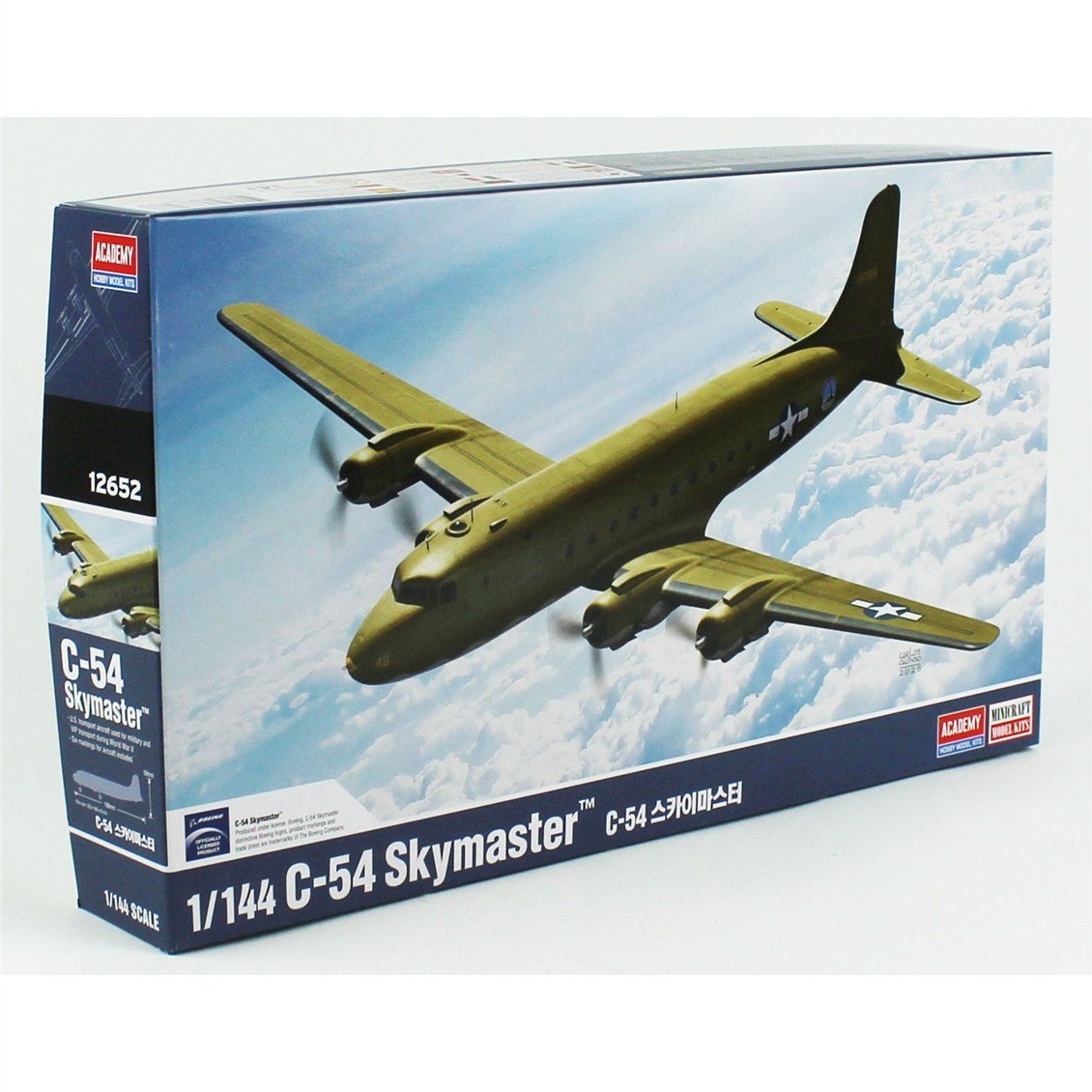 Academy 12652 1/144 USAAF C-54 Skymaster, Askeri Yolcu Uçağı, Plastik Model Kiti
