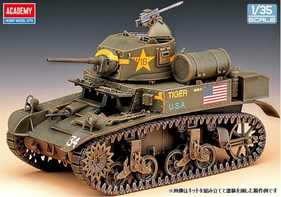Academy 13269 1/35 Ölçek, US M3A1 Stuart Hafif Tankı, Plastik Model Kiti
