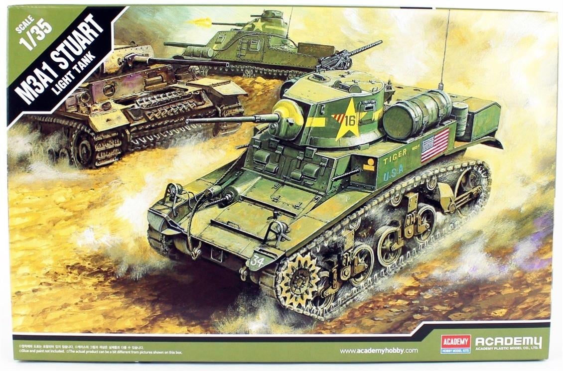 Academy 13269 1/35 Ölçek, US M3A1 Stuart Hafif Tankı, Plastik Model Kiti