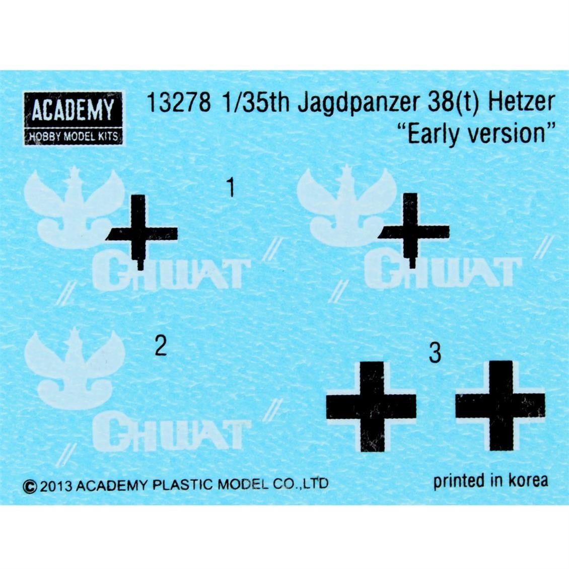 Academy 13278 1/35 Ölçek, Jagdpanzer 38 ton Hetzer (Early Version]) Tankı, Plastik Model Kiti